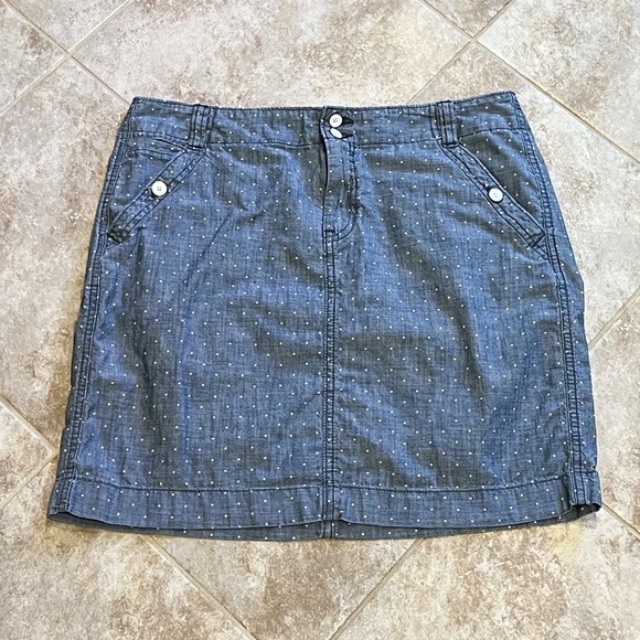 Tommy Hilfiger Chambray Polka Dot Blue White Cotton Mini Skirt High Rise 8 - Picture 7 of 9